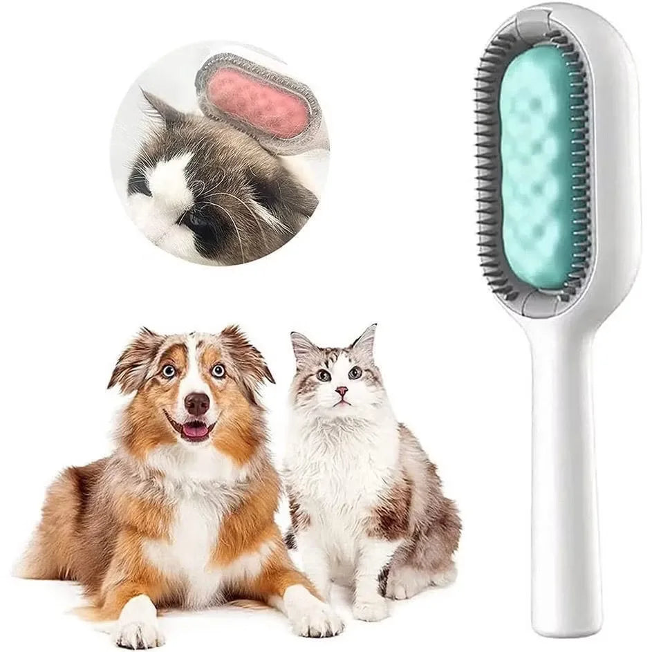 Escova a Vapor 3 em 1 para Gatos e Cães, Remove Pelos e Faz Massagem