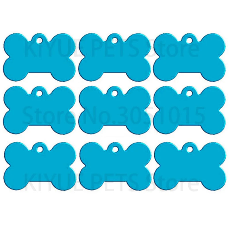 Wholesale 100Pcs Bone Dog ID Tag Engraving Pet Dog ID Tags Collars Bone Name Number Tags Customized Anodizing Aluminum Puppy Tag