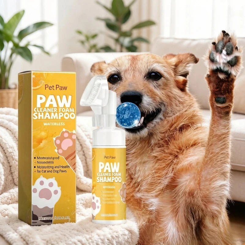 Espuma de Limpeza a Seco para Patas de Cães e Gatos, 100ml, Suave e Elimina Odores