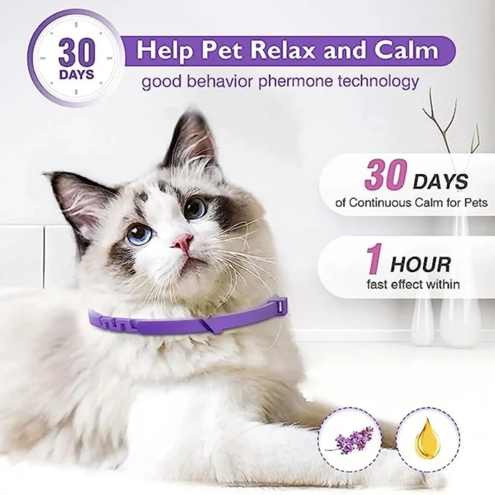 56/72cm Retractable Dog Calming Collar Anxiety Relief Antiparasitic Pet Anxiety Collar Insect Prevention Anti-mosquitoes