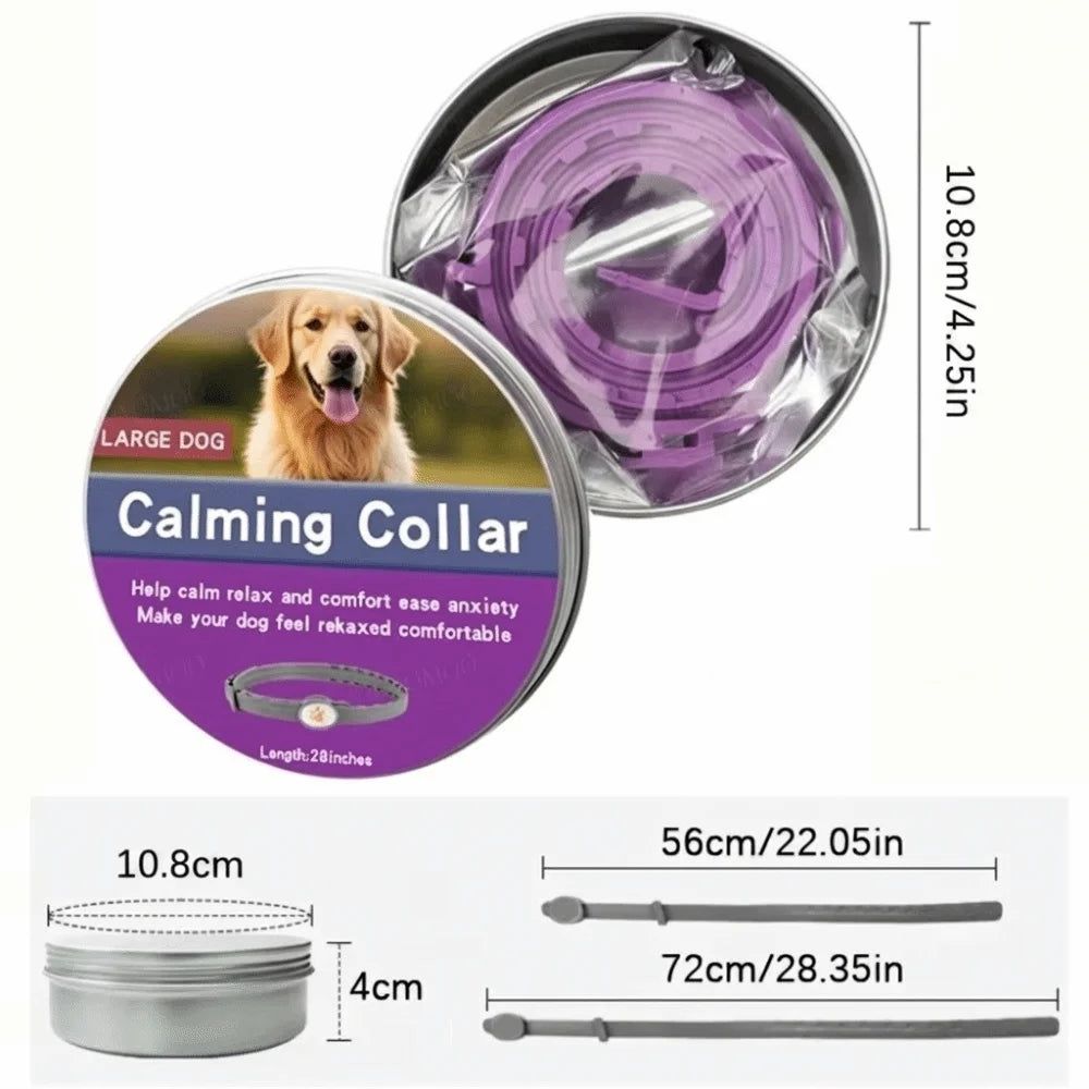56/72cm Retractable Dog Calming Collar Anxiety Relief Antiparasitic Pet Anxiety Collar Insect Prevention Anti-mosquitoes