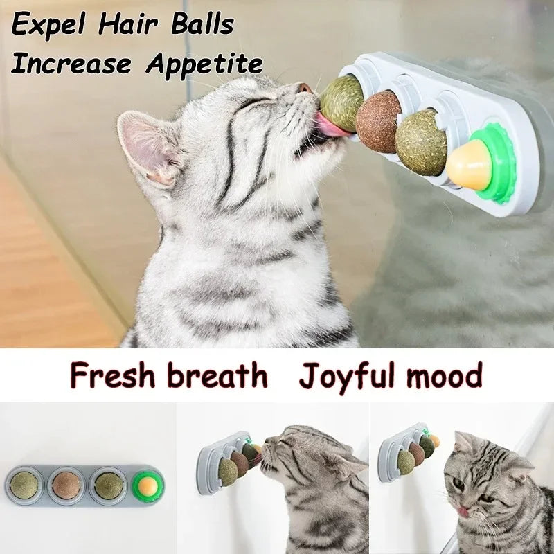 Bola de Catnip Rotativa 4 em 1 para Gatos, Limpeza Dental e Diversão