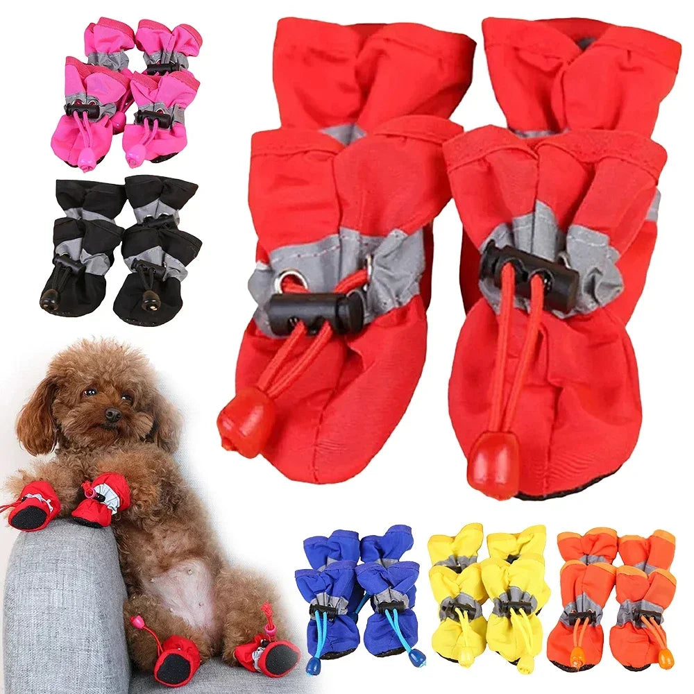 Kit 4 Sapatinhos Impermeáveis Antiderrapantes para Cães Pequenos e Filhotes
