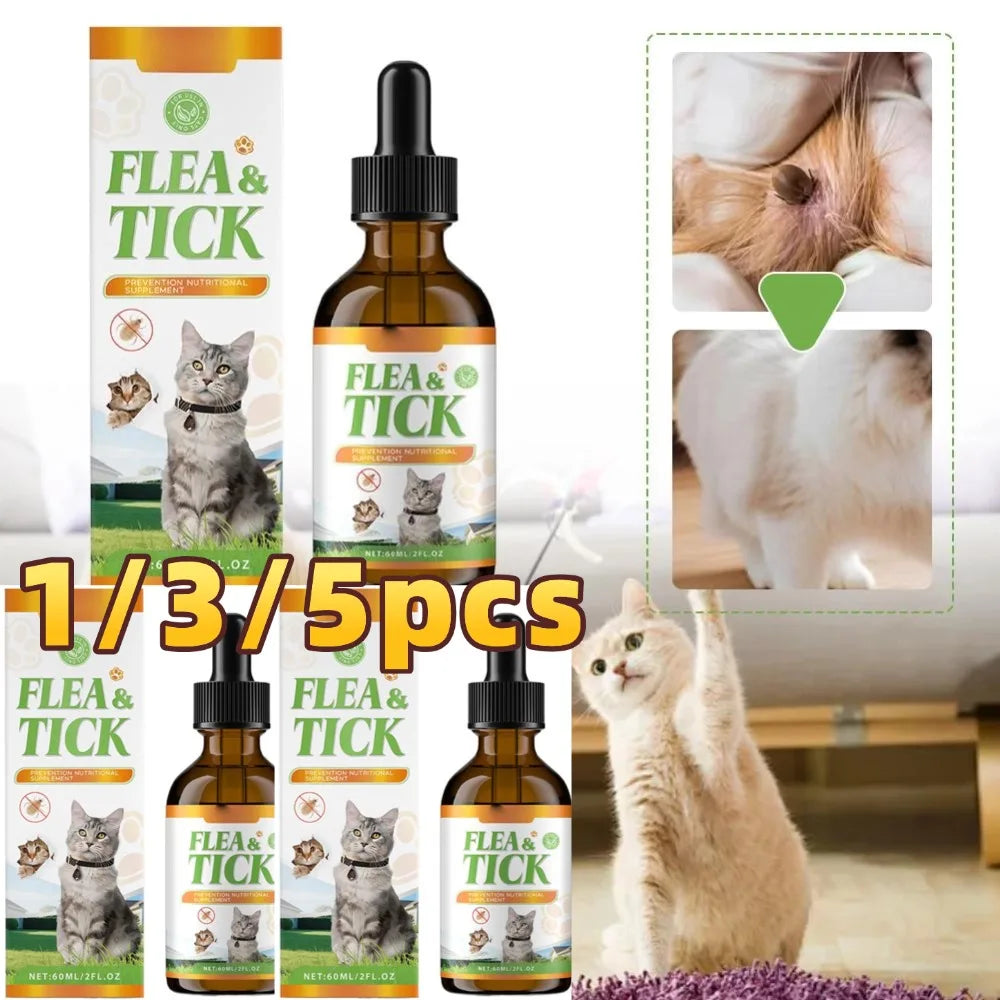 Gotas Antipulgas para Gatos 60ml, Proteção Completa e Cuidado Natural com a Saúde do Pet