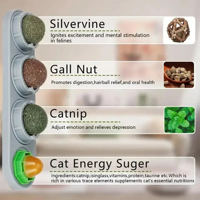 Bola de Catnip Rotativa 4 em 1 para Gatos, Limpeza Dental e Diversão