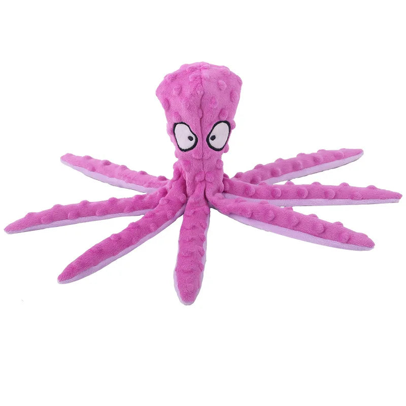 Brinquedo de Pelúcia em Formato de Polvo para Cães, com Som, Resistente a Mordidas