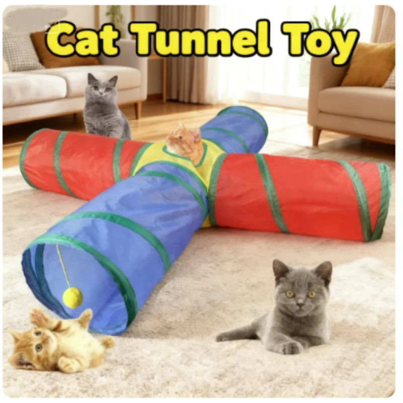 Túnel Dobrável para Gatos, Brinquedo Interativo Contra o Tédio Felino
