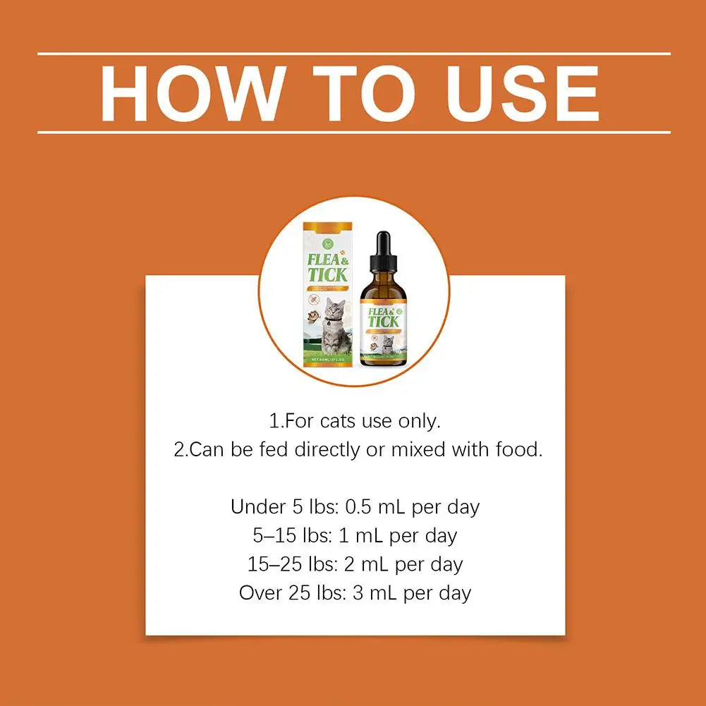 Gotas Antipulgas para Gatos 60ml, Proteção Completa e Cuidado Natural com a Saúde do Pet