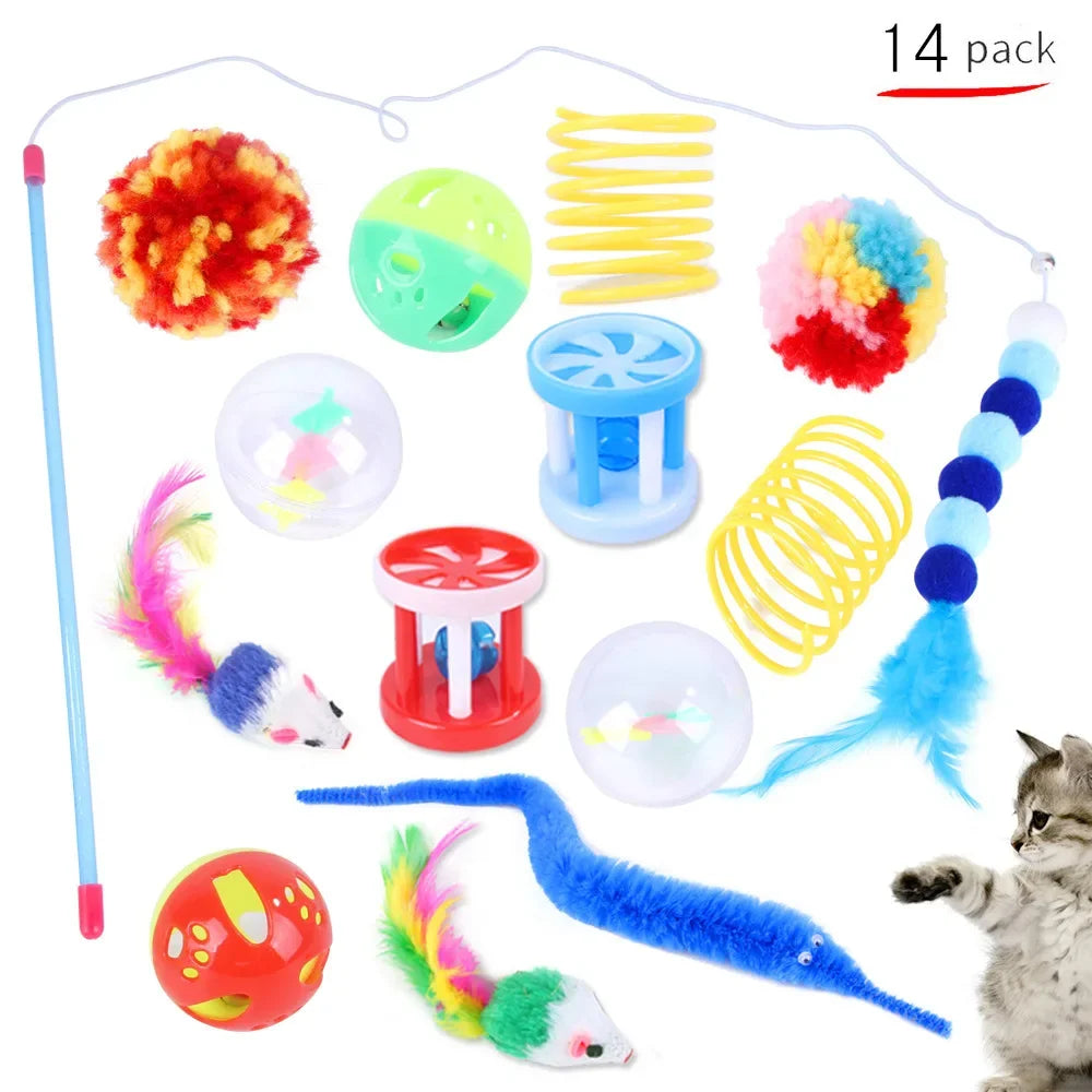 Cat Toys Kit: Foldable Tunnel, Mouse Balls, and Interactive Fish