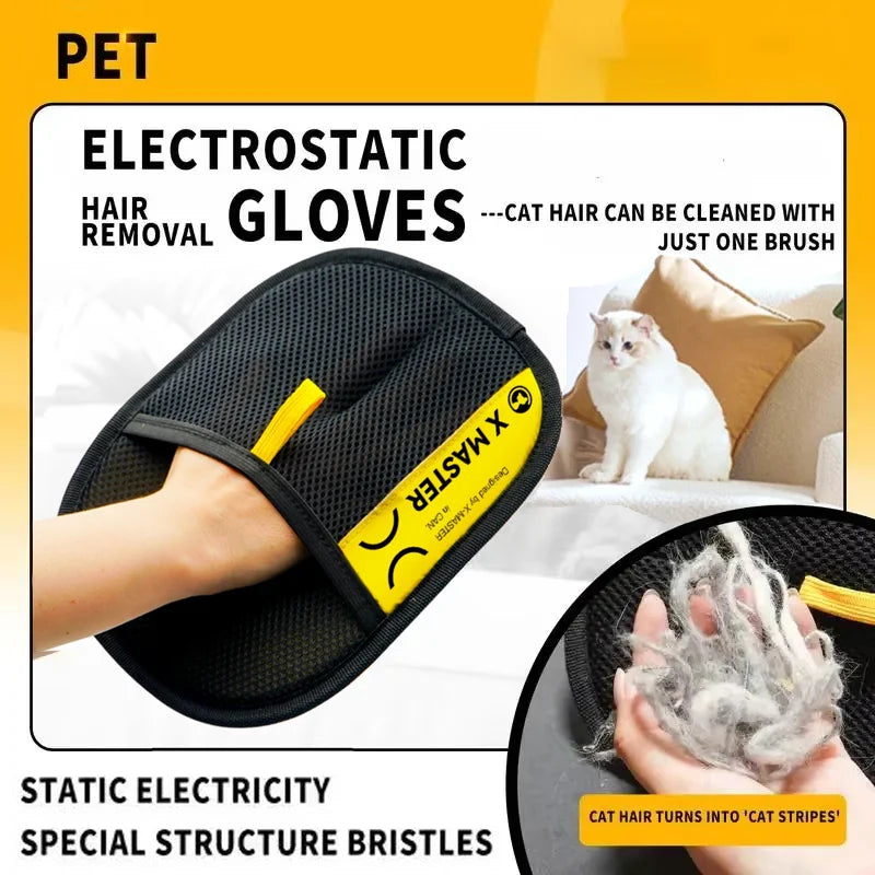 Luva Removedora de Pelos Eletrostática para Cães e Gatos, Reutilizável com Rolo Removedor 2 em 1
