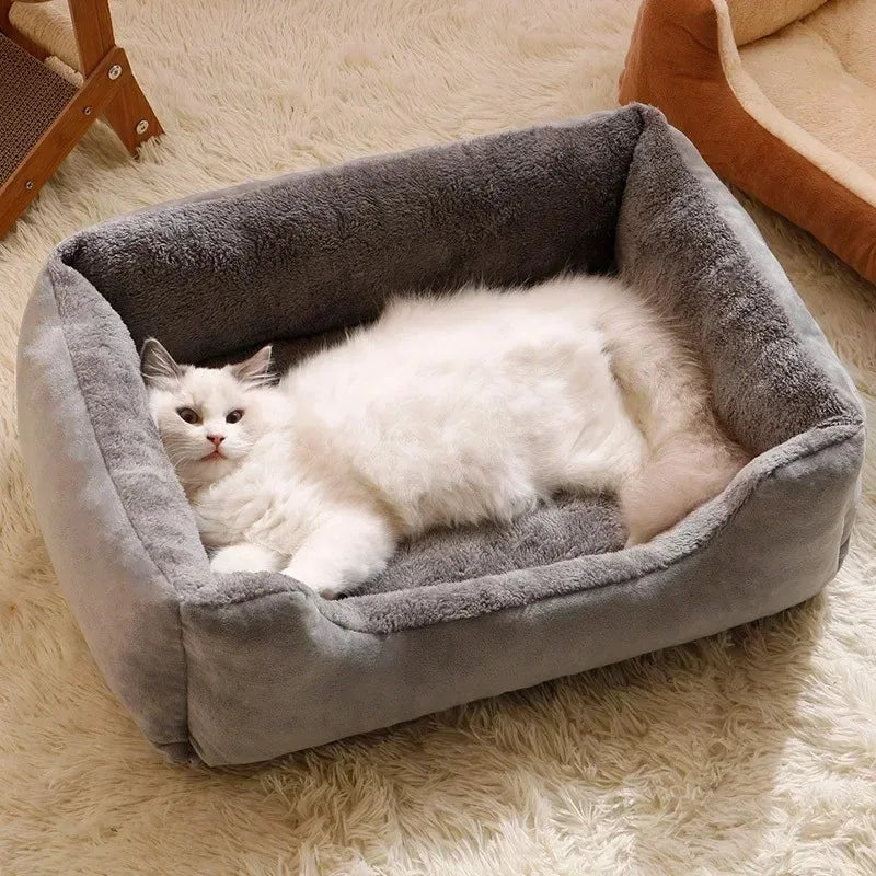 Cama Cesto Almofadada para Gatos e Cães, Pelúcia Macia Inverno