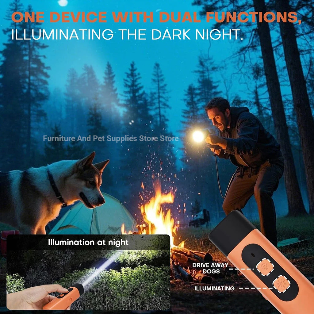 New Pet Dog Repeller Ultrasonic Dog Training Device Rechargeable Anti Dog Bark Stop-Barking Deterrent Device With LED Flashlight