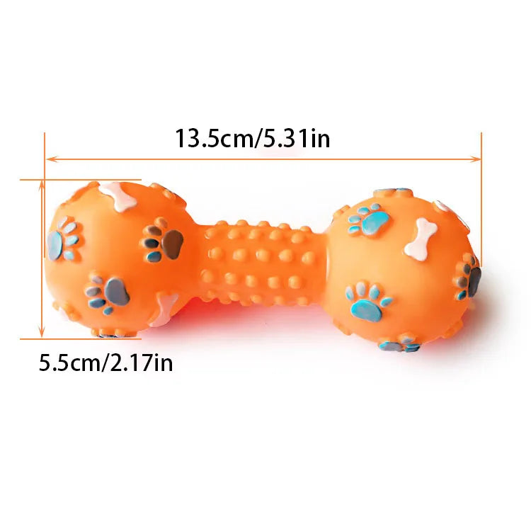 New Pet Dog Squeaky Toy - Dumbbell & Bone Shape Chew Toy for Puppies Adult Dogs, Durable Teething Molar Teeth Cleaning Toy,