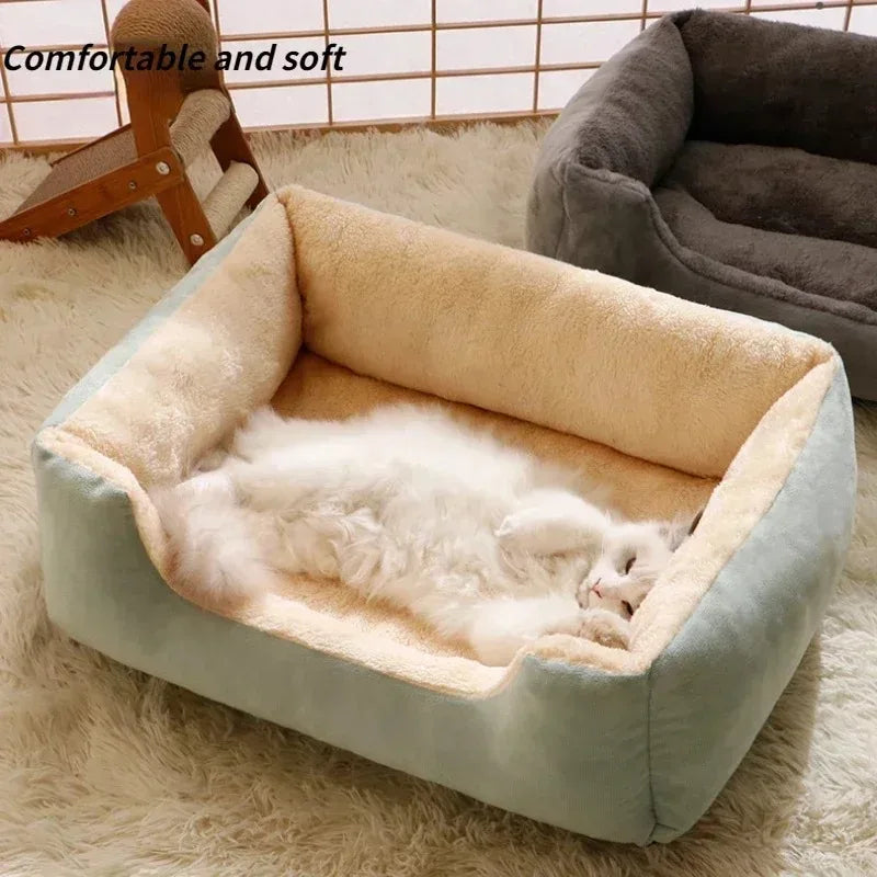 Cama Cesto Almofadada para Gatos e Cães, Pelúcia Macia Inverno