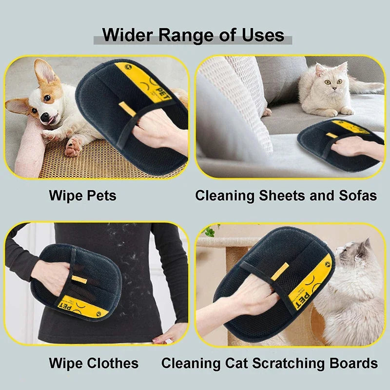 Luva Removedora de Pelos Eletrostática para Cães e Gatos, Reutilizável com Rolo Removedor 2 em 1