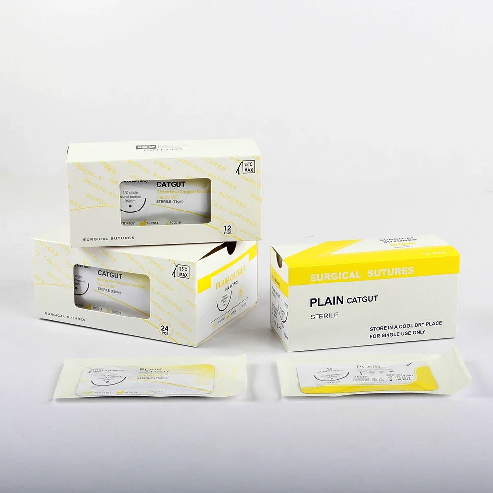 12pcs Absorbable Suture Thread Pet Dog Specific PGA 910 75CM 90CM With Needle 2/0 3/0 4/0 5/0 Teaching Clinic Hospital Exercises