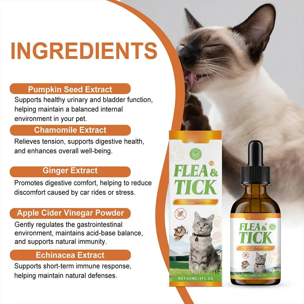 Gotas Antipulgas para Gatos 60ml, Proteção Completa e Cuidado Natural com a Saúde do Pet