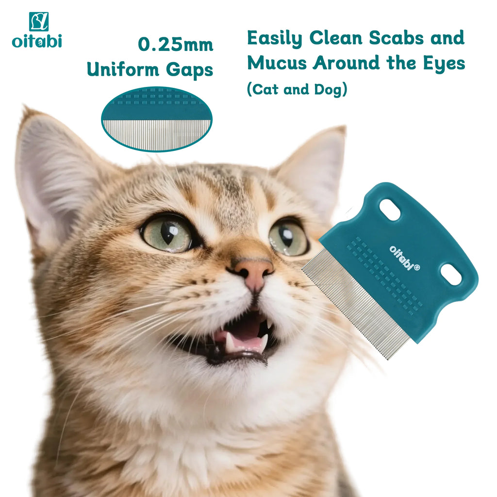 Oitabi 3/4/5/6Pcs Dog Grooming Comb Set, Pet Flea Lice Stainless Steel Cat Combs, 2-in-1 Double Sided Dogs Tear Stain Remover