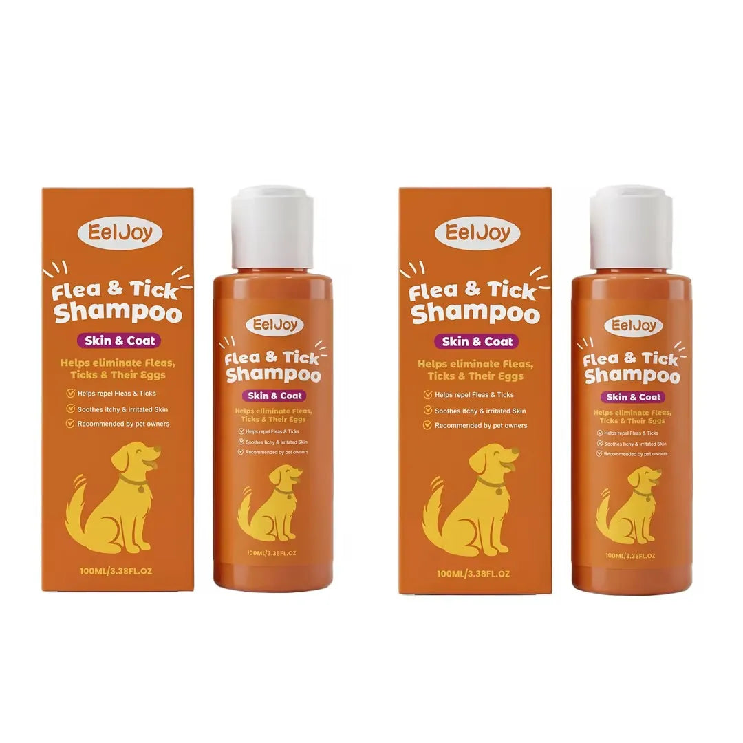 Shampoo Antipulgas e Carrapatos para Cães e Gatos, Suave e Acalma a Pele Irritada