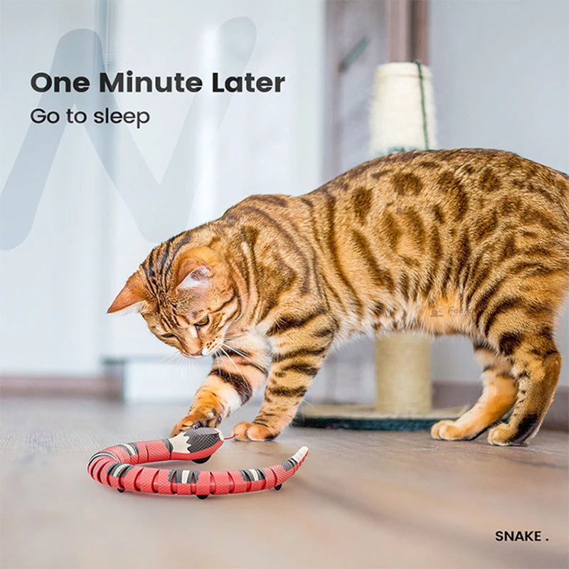Brinquedo Automático Cobra Interativa para Gatos, Sensor Inteligente, Recarregável via USB