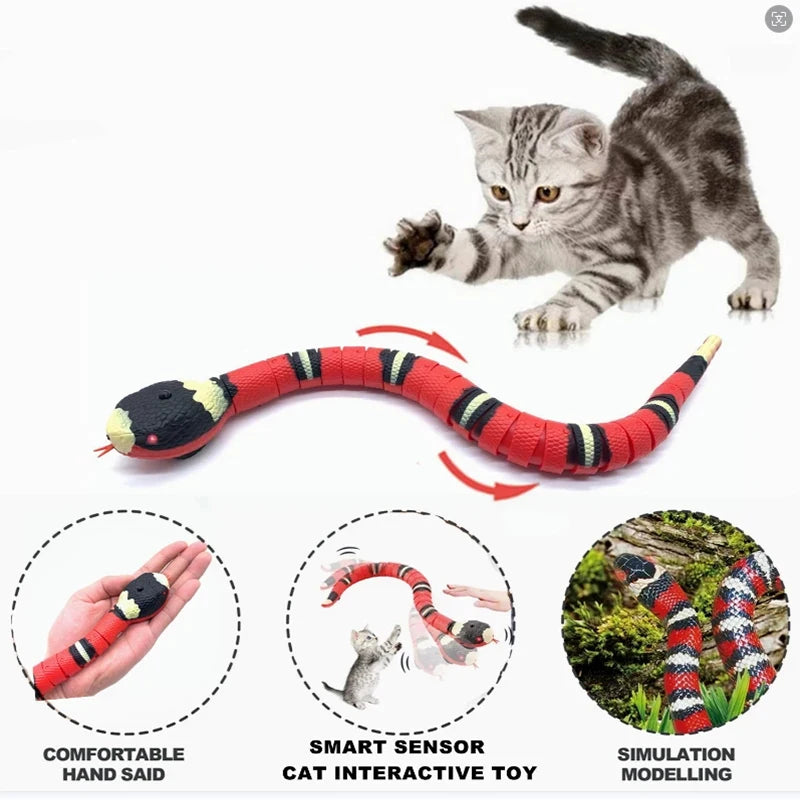 Brinquedo Automático Cobra Interativa para Gatos, Sensor Inteligente, Recarregável via USB