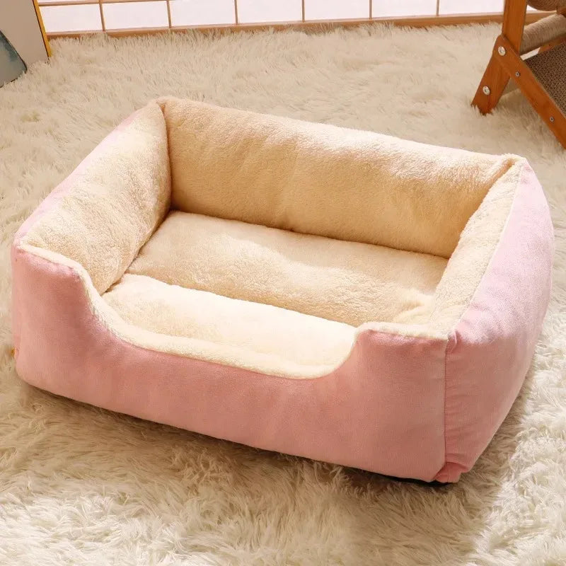 Cama Cesto Almofadada para Gatos e Cães, Pelúcia Macia Inverno