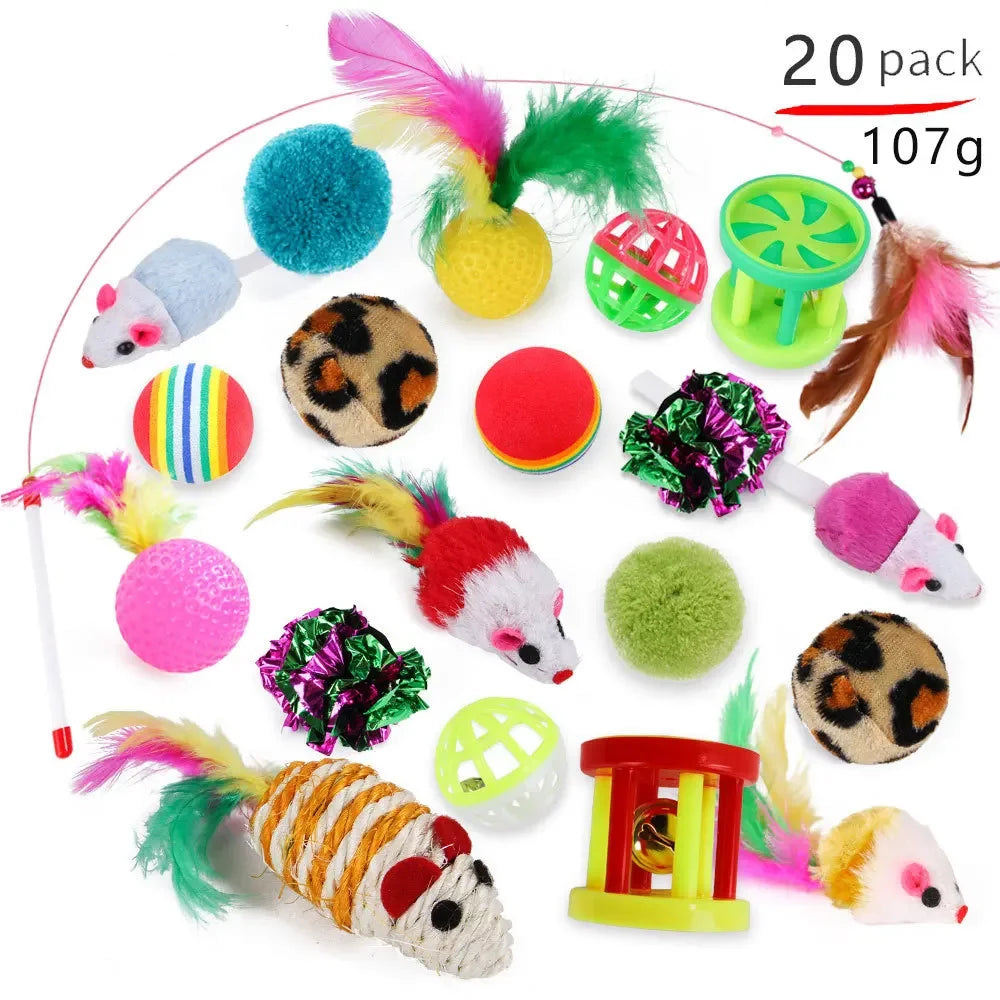 Cat Toys Kit: Foldable Tunnel, Mouse Balls, and Interactive Fish
