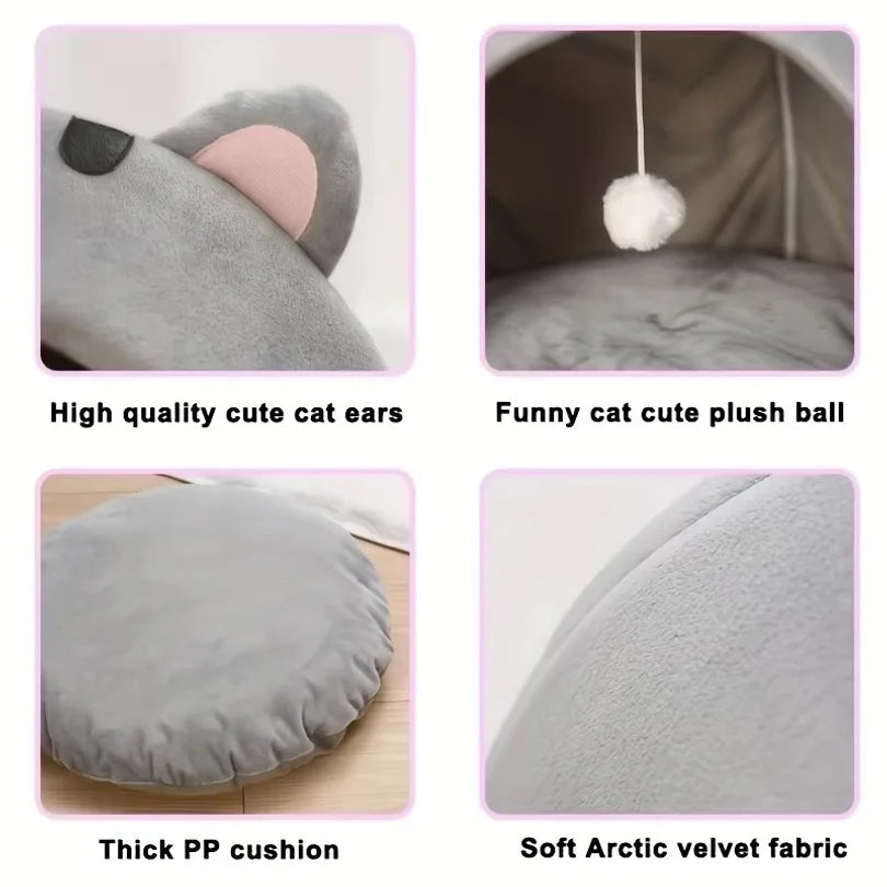 Cama Toca Aconchegante para Gatos e Cães Pequenos, Formato Casinha em Pelúcia