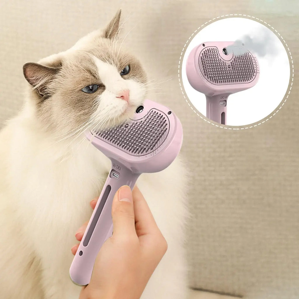 Escova a Vapor Elétrica 3 em 1 para Cães e Gatos, Massageia e Remove Pelos Soltos e Emaranhados