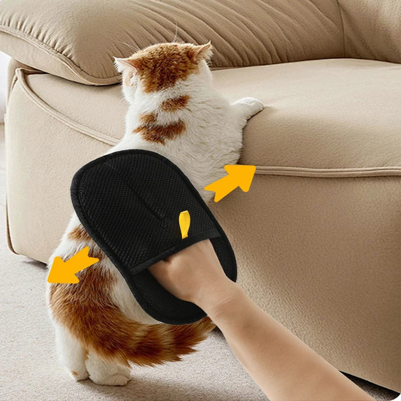 Pet Hair Removal Gloves Double Sided Reusable Grooming Tool for Dogs Cats Fur Static Cleaning Gloves for Carpets Furniture