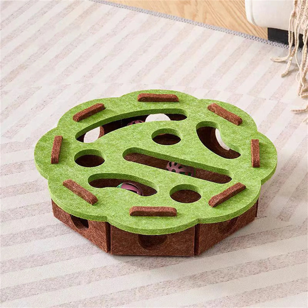 Caixa Quebra-Cabeça em Feltro para Gatos com Bolinha, Estímulo Mental Indoor