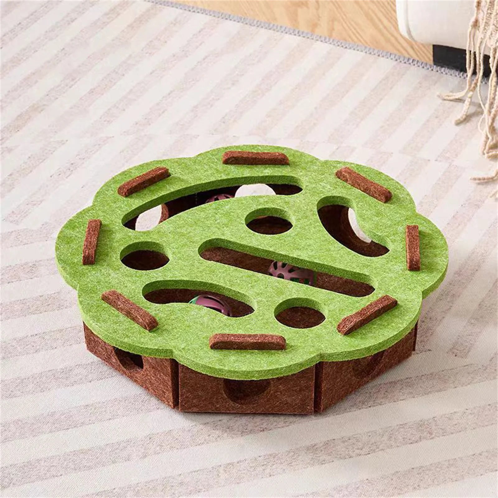 Caixa Quebra-Cabeça em Feltro para Gatos com Bolinha, Estímulo Mental Indoor