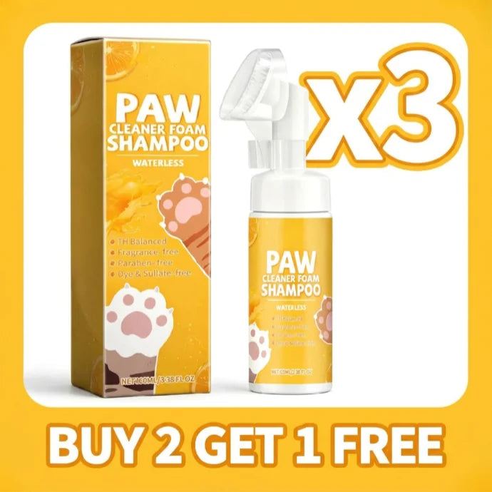 Espuma de Limpeza a Seco para Patas de Cães e Gatos, 100ml, Suave e Elimina Odores