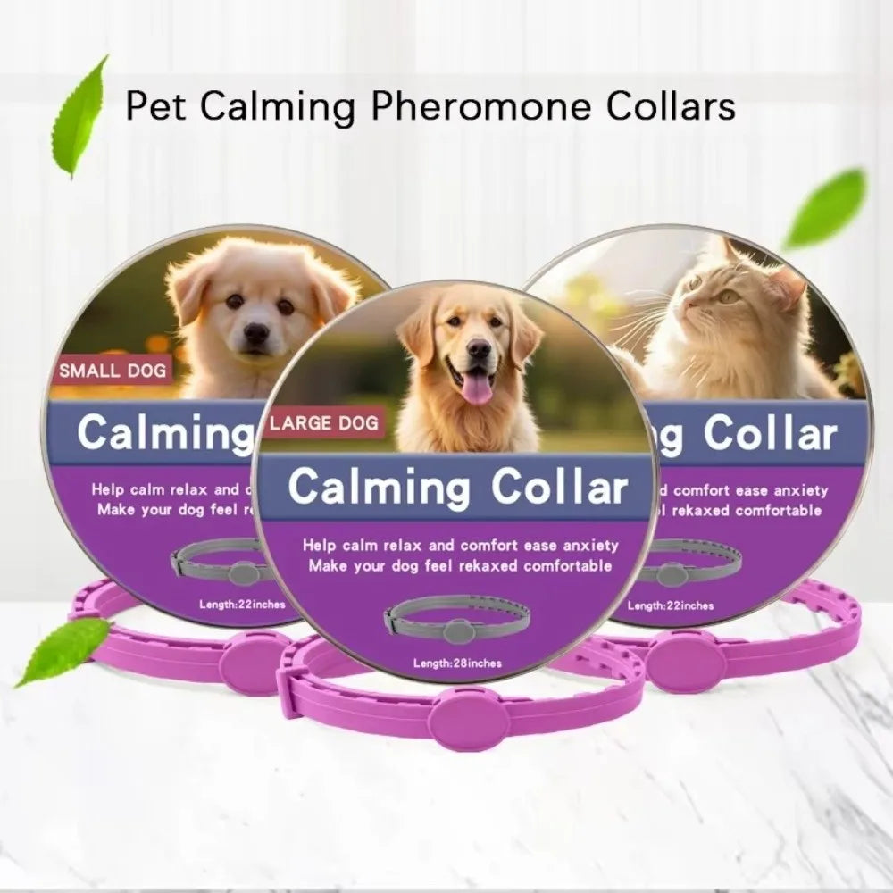 56/72cm Retractable Dog Calming Collar Anxiety Relief Antiparasitic Pet Anxiety Collar Insect Prevention Anti-mosquitoes