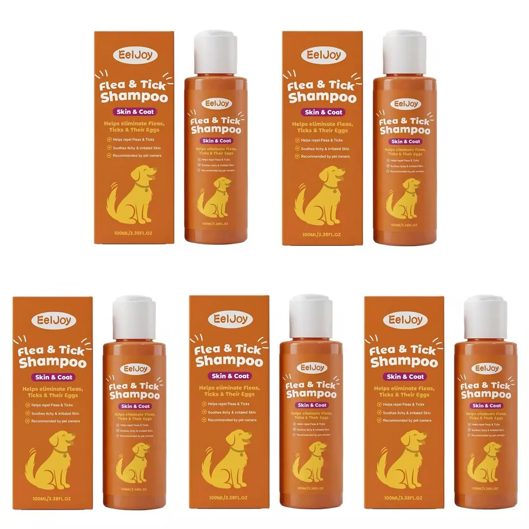 Shampoo Antipulgas e Carrapatos para Cães e Gatos, Suave e Acalma a Pele Irritada