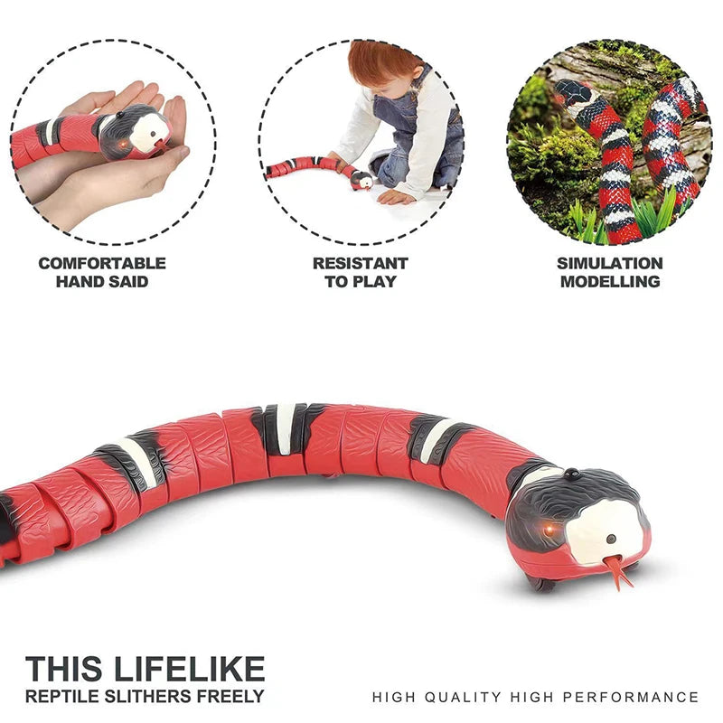 Brinquedo Automático Cobra Interativa para Gatos, Sensor Inteligente, Recarregável via USB