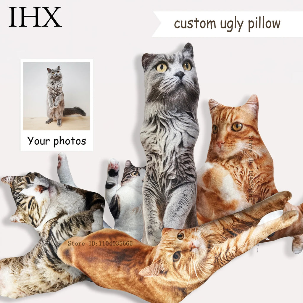 Almofada 3D Personalizada do Seu Pet com Foto, Pelúcia Divertida Gato ou Cachorro, Presente Memorial