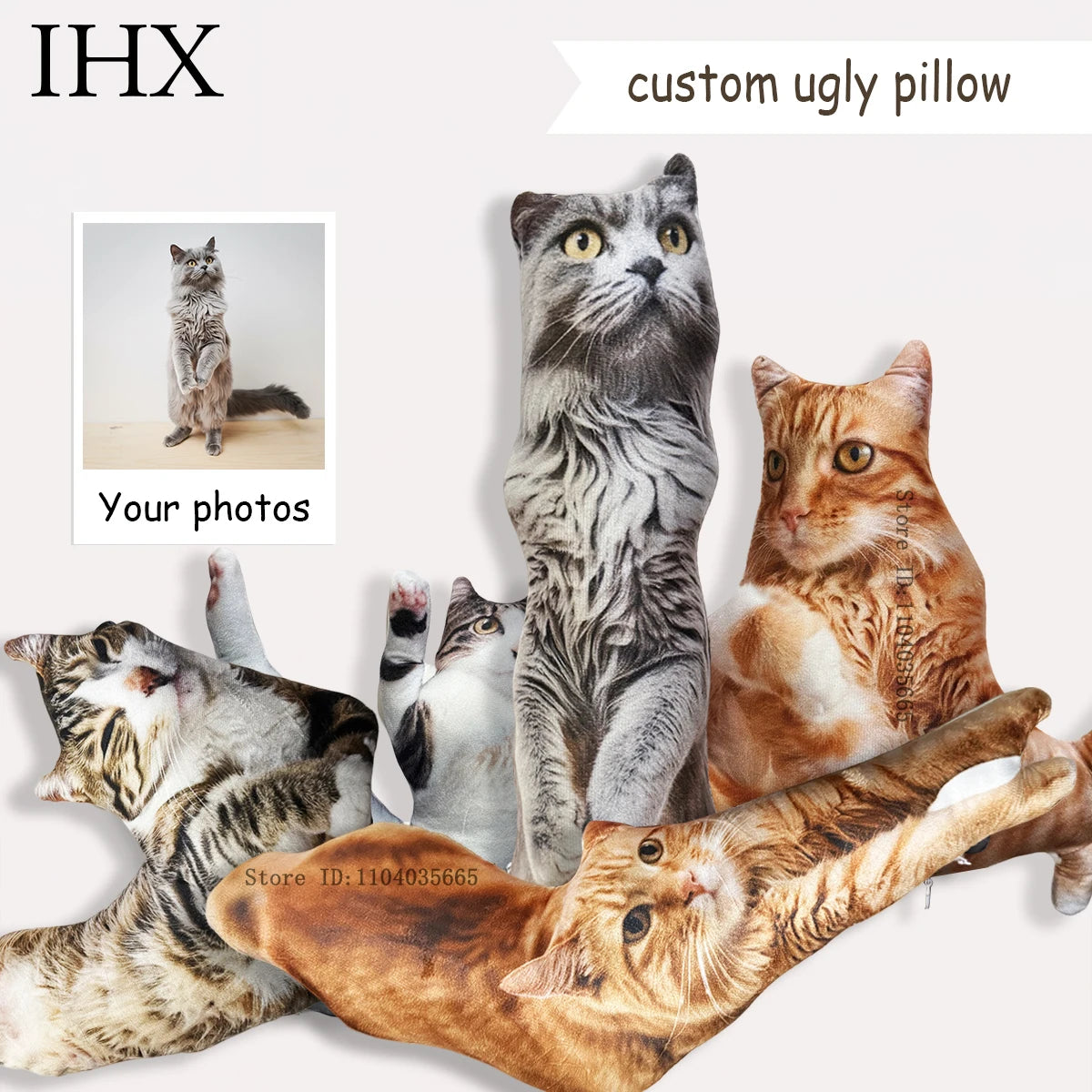 Almofada 3D Personalizada do Seu Pet com Foto, Pelúcia Divertida Gato ou Cachorro, Presente Memorial