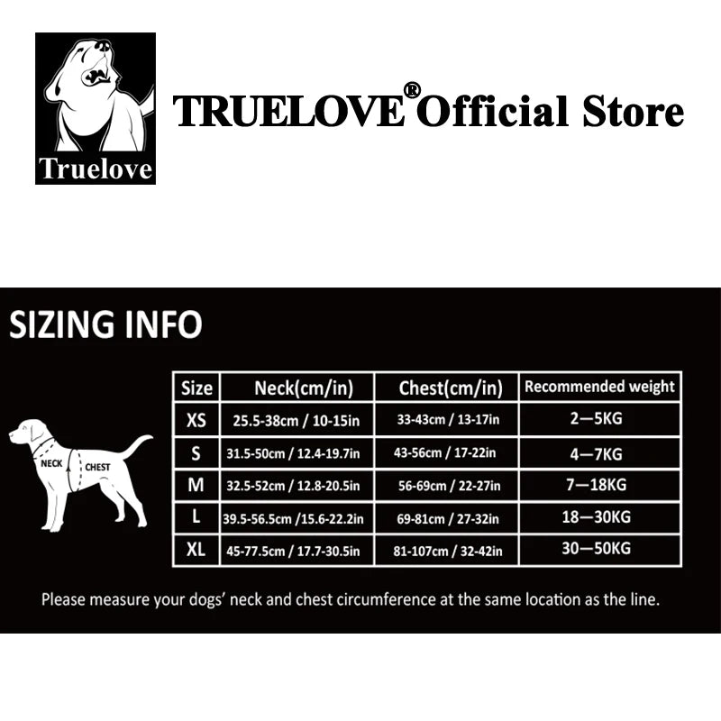 Truelove Pet Harness Fashionable Nylon Durable Dog Harness Reflective Breathable Padded Training Vest Luxury Pet Accessories