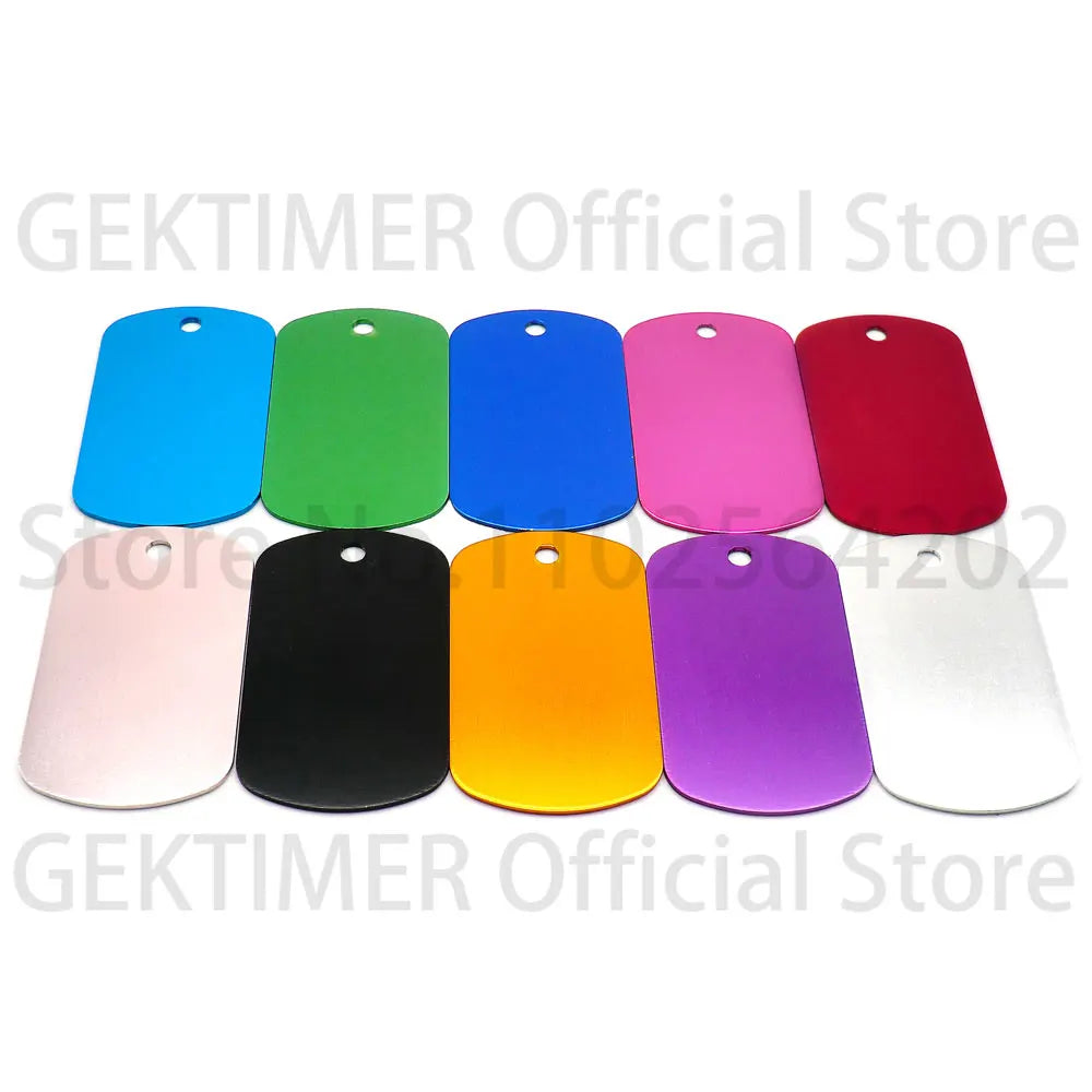 20pcs Aluminum Blank Rectangular Pet Dog Tag Custom Laser Engraved Plate Jewelry Pendant Keyring Necklace Cat Collar Accessories