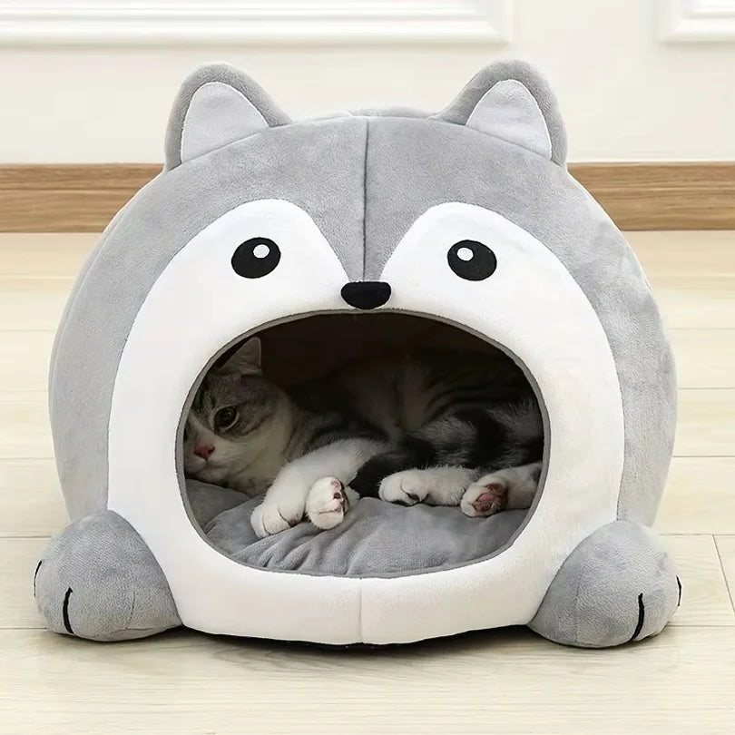 Cama Toca Aconchegante para Gatos e Cães Pequenos, Formato Casinha em Pelúcia