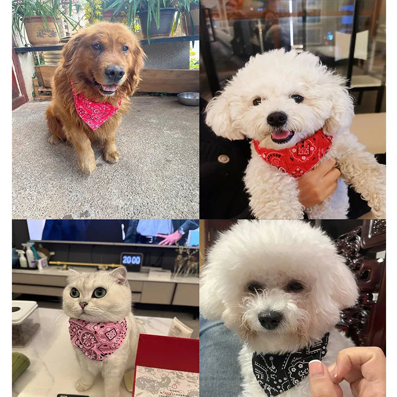 Adjustable Triangular Bandage For Pet Dog Cat Washable Scarf Bandana Collar Bibs Cat Neck Decor Birthday Party Dress Up