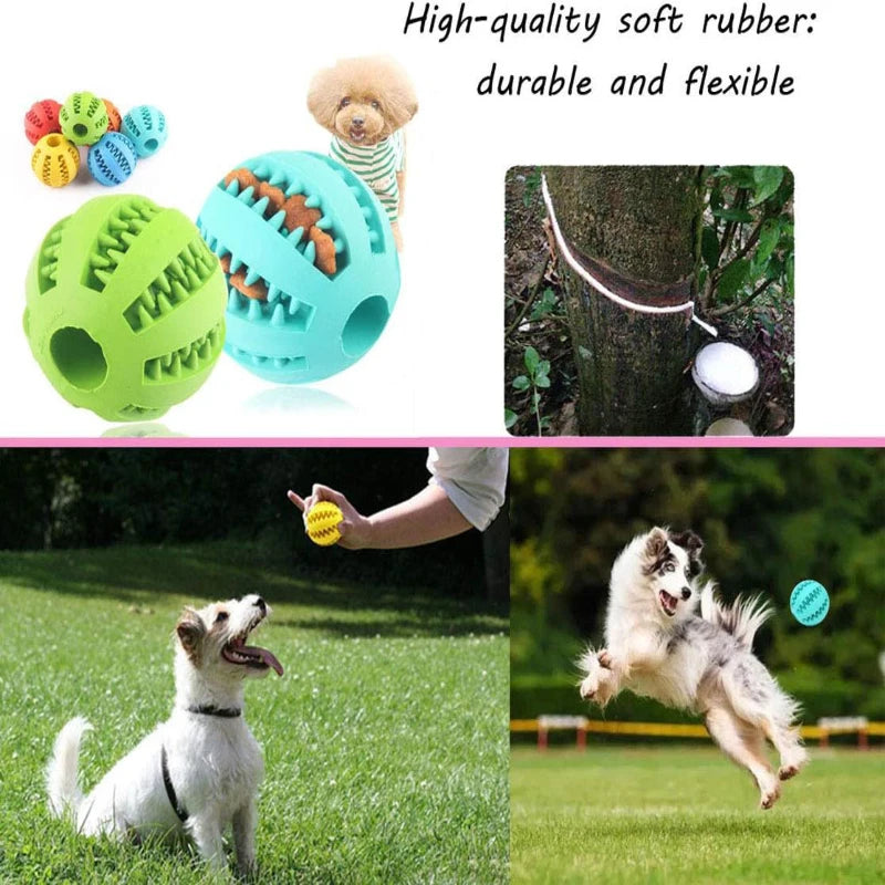 Bola Interativa de Borracha para Cães e Gatos, Brinquedo Mastigável com Dispensador de Petiscos
