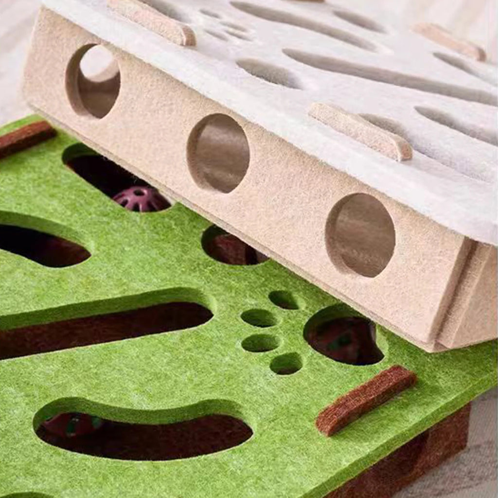 Caixa Quebra-Cabeça em Feltro para Gatos com Bolinha, Estímulo Mental Indoor