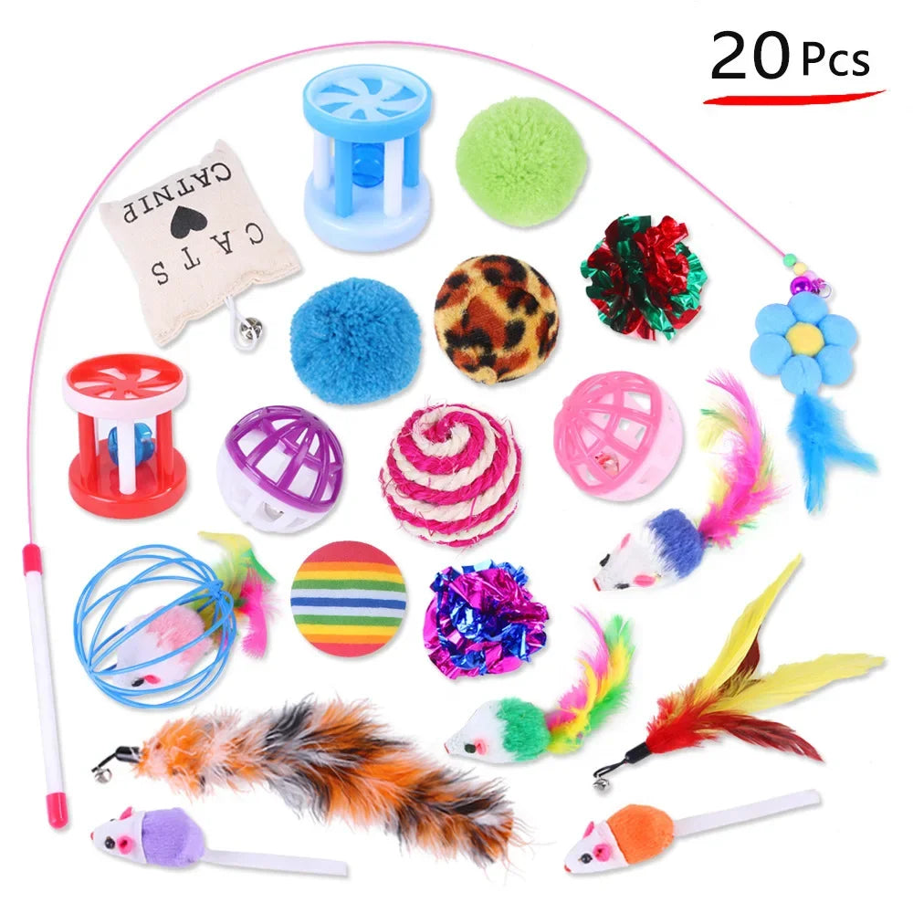 Cat Toys Kit: Foldable Tunnel, Mouse Balls, and Interactive Fish