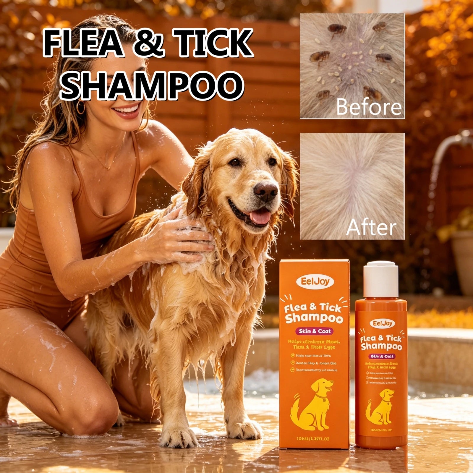 Anti Flea Tick Pet Shampoo Clean Fur Eliminate Fleas Ticks Repel Parasites Soothe Irritated Skin Gentle Dog Cat Grooming Shampoo