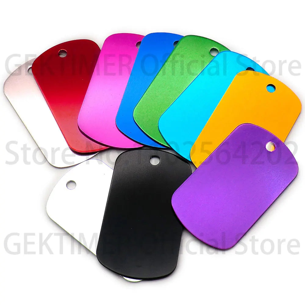 20pcs Aluminum Blank Rectangular Pet Dog Tag Custom Laser Engraved Plate Jewelry Pendant Keyring Necklace Cat Collar Accessories