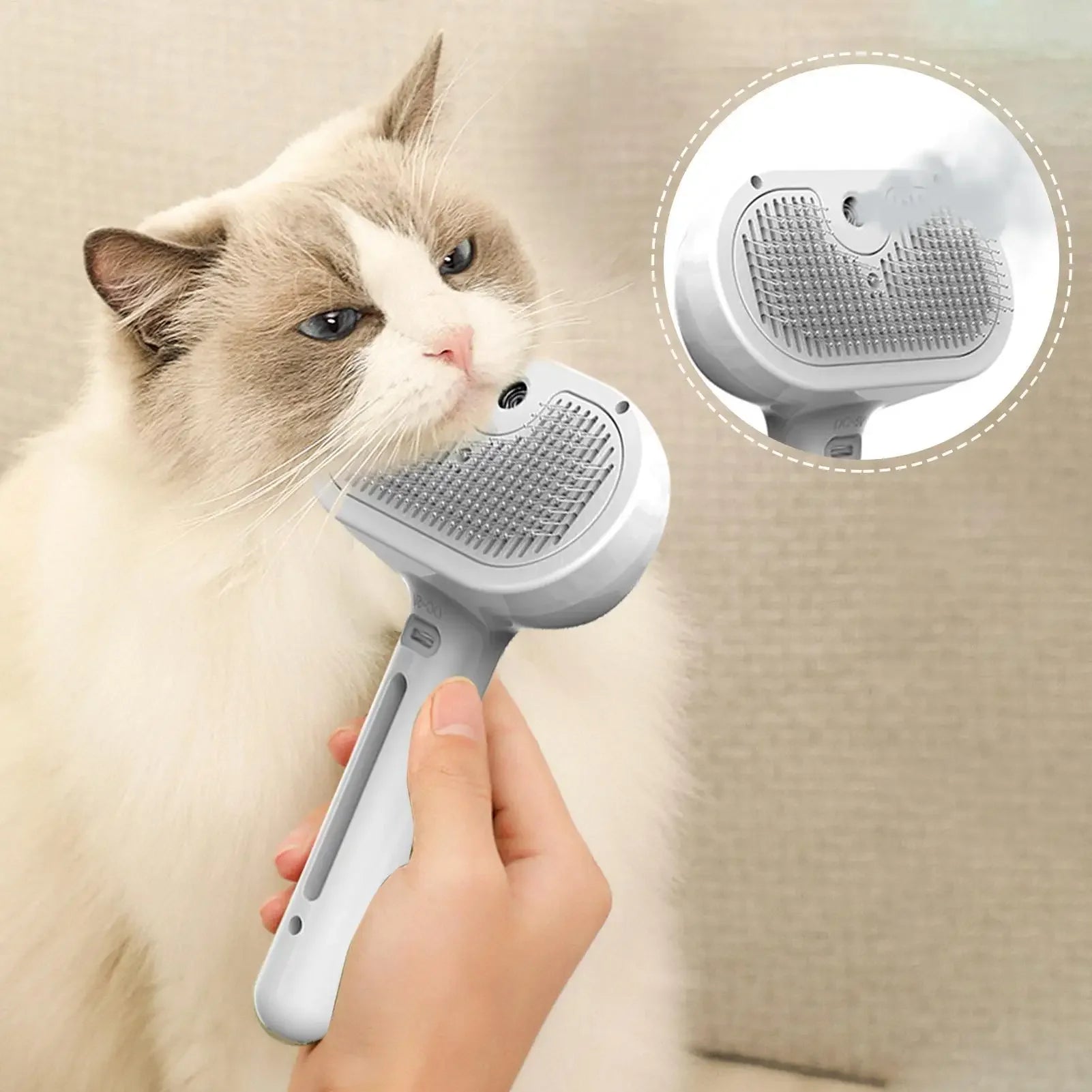 Escova a Vapor Elétrica 3 em 1 para Cães e Gatos, Massageia e Remove Pelos Soltos e Emaranhados