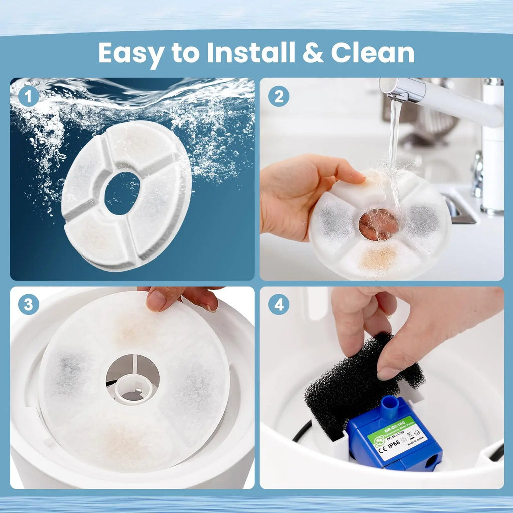 Replacement Activated Carbon Filter Set 4/8/12pcs for Cat Water Drinking Fountain Replaced Filters Flower Pet Dog Round Fountain