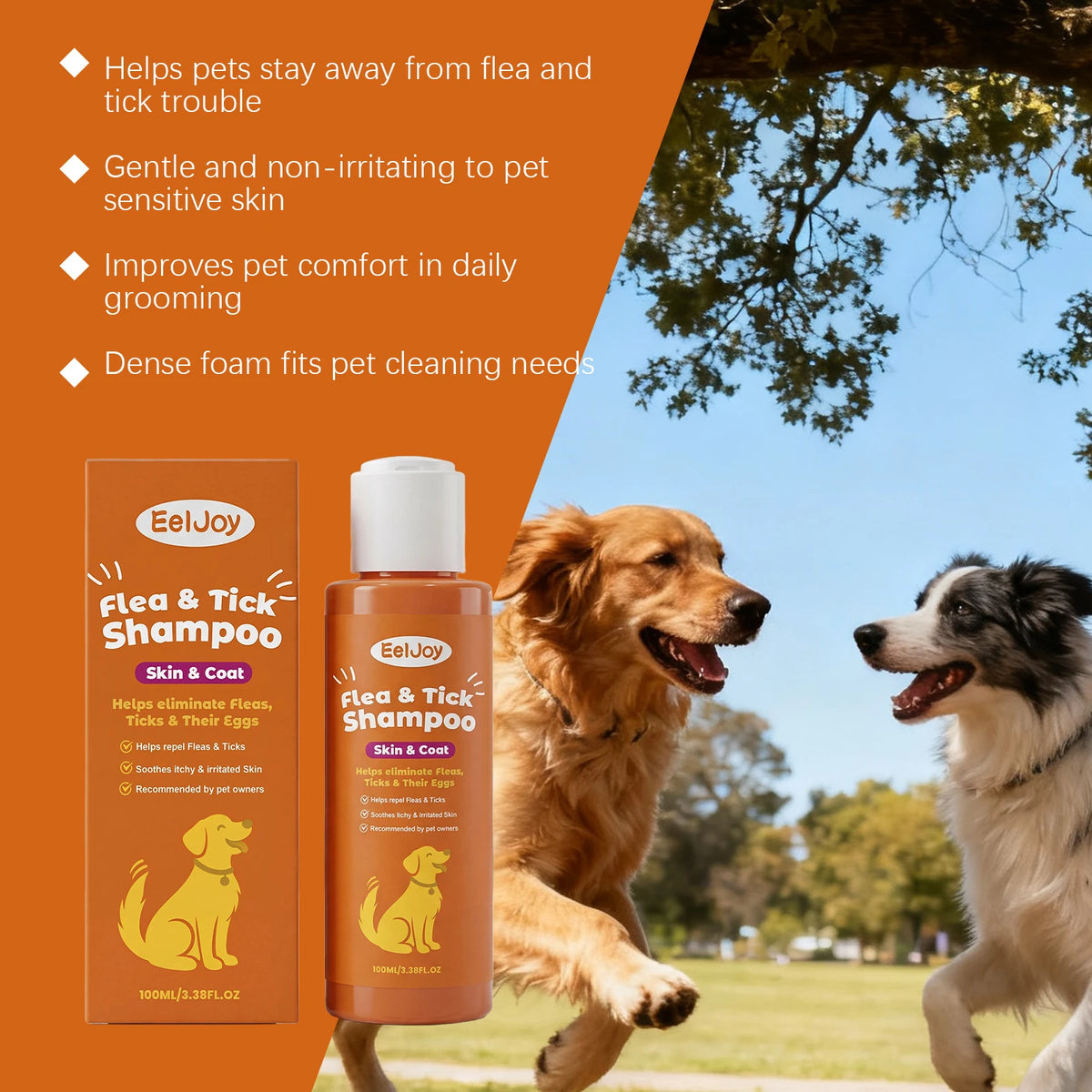 Anti Flea Tick Pet Shampoo Clean Fur Eliminate Fleas Ticks Repel Parasites Soothe Irritated Skin Gentle Dog Cat Grooming Shampoo